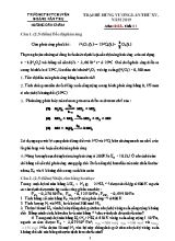 Đáp án đề thi trại hè Hùng Vương môn Hóa học Lớp 11 lần thứ XV năm 2019 - Trường THPT chuyên Hoàng Văn Thụ